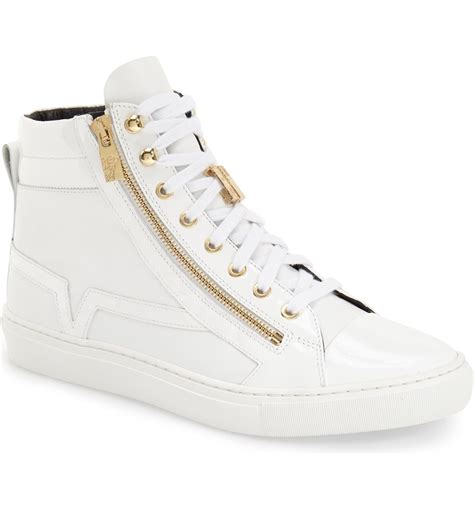 versace casual leather sneaker|Versace zipped high top sneakers.